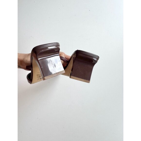 ALDO Afean Dark Brown Burgundy Leather Square Toe Slip On Mules Slides, Size 7 - Picture 7 of 12